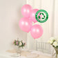 Pink biodegradable balloons on display with eco-friendly labeling.