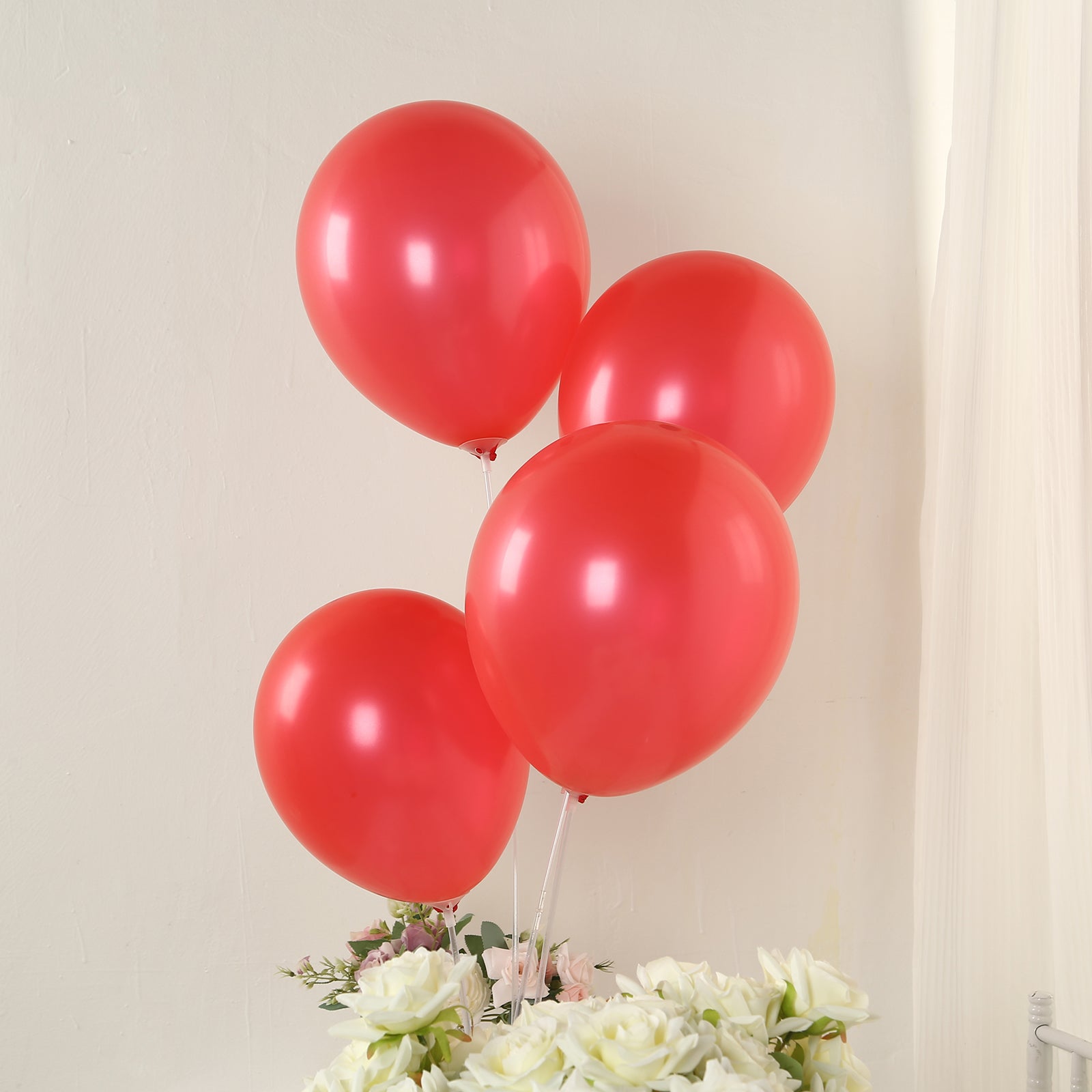 Red biodegradable balloons, 12" eco-friendly latex for parties.