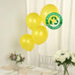 Yellow biodegradable balloons on a table, eco-friendly party decor.