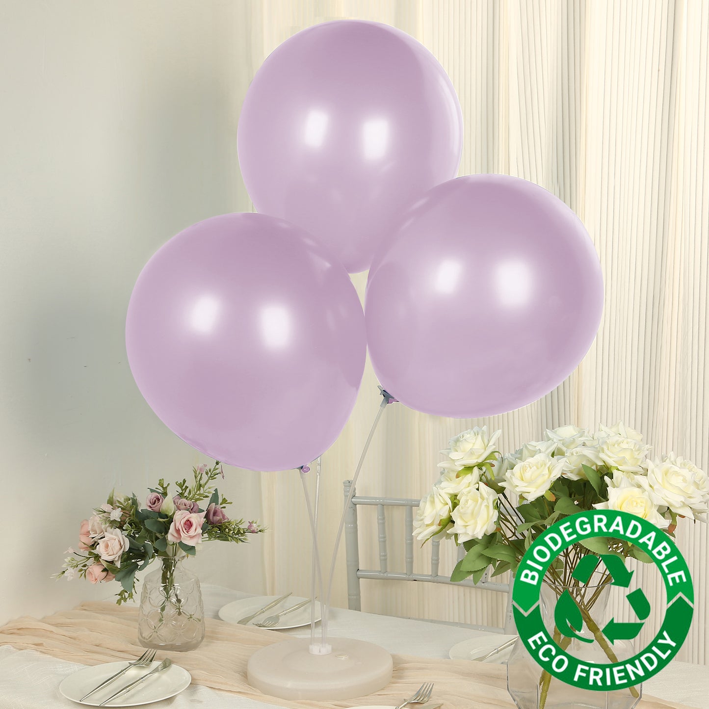 10 Pack Lavender Lilac Biodegradable Balloons, Eco-friendly Thickened Extra Strong Latex Helium Party Balloons - 18"