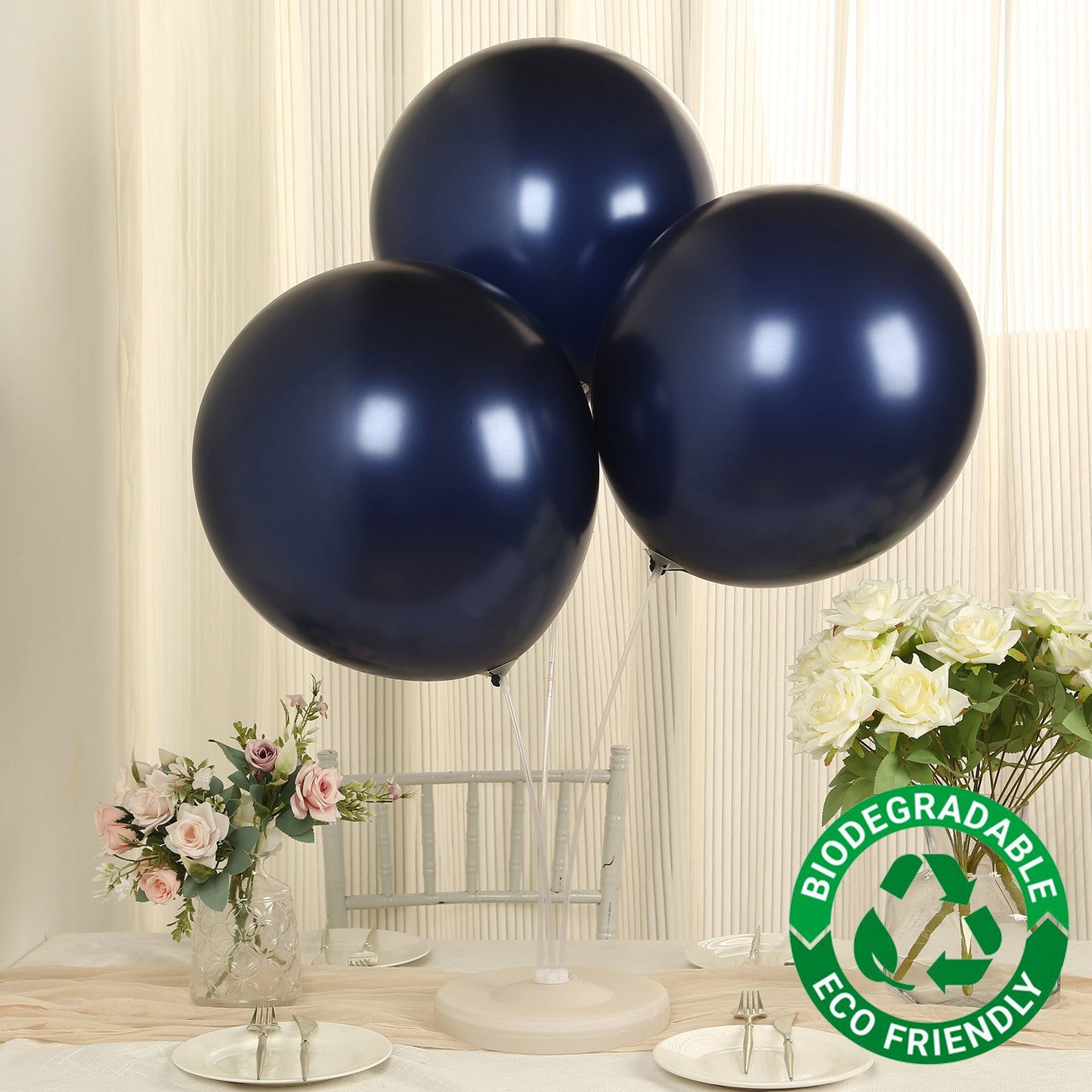 10 Pack Navy Blue Biodegradable Balloons, Eco-friendly Thickened Extra Strong Latex Helium Party Balloons - 18"