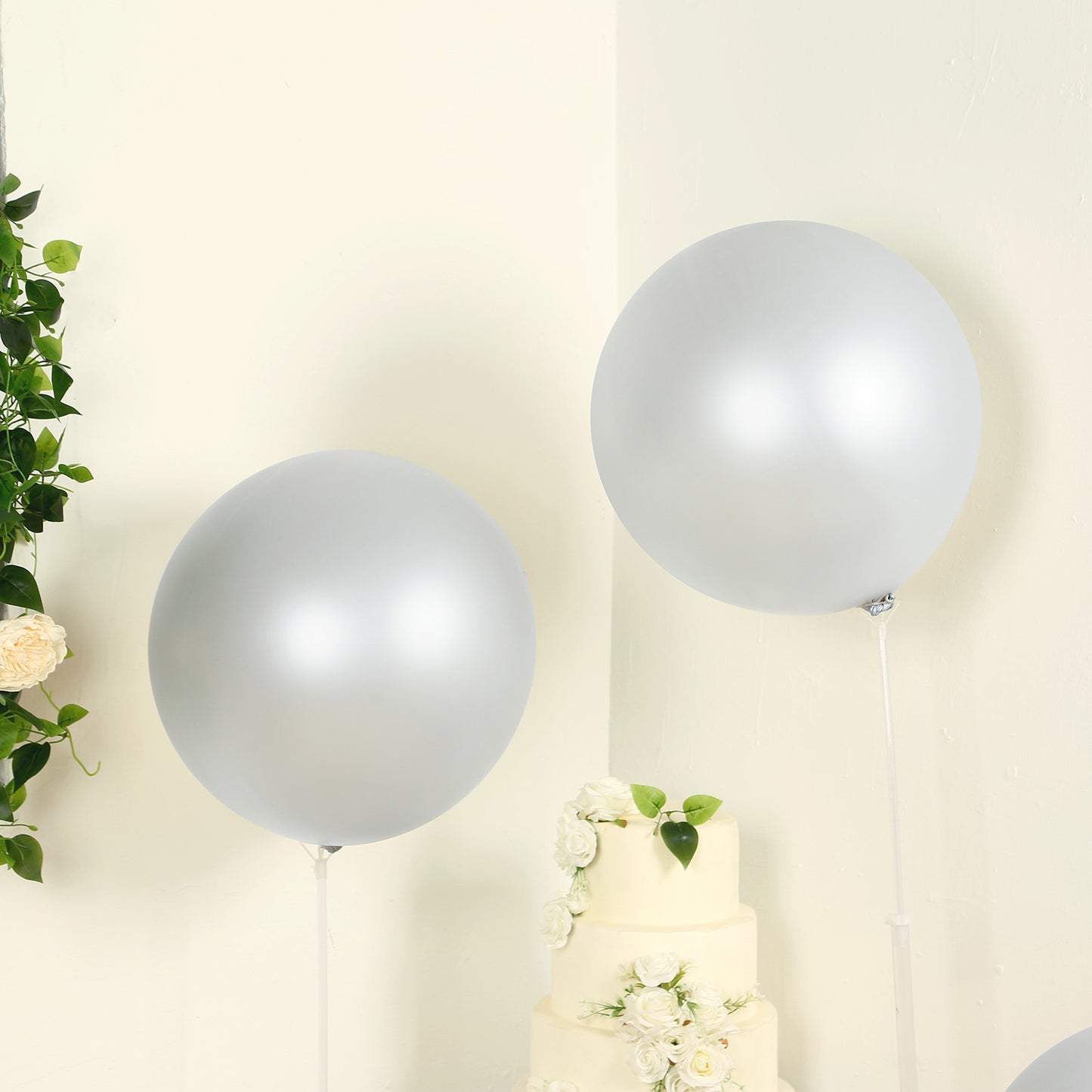 5 Pack Large Silver Biodegradable Balloons, Eco-friendly Thickened Extra Strong Latex Helium Party Balloons - 36"