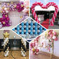 Set of 4 balloon arch kit with pink, gold, and blue decorations.