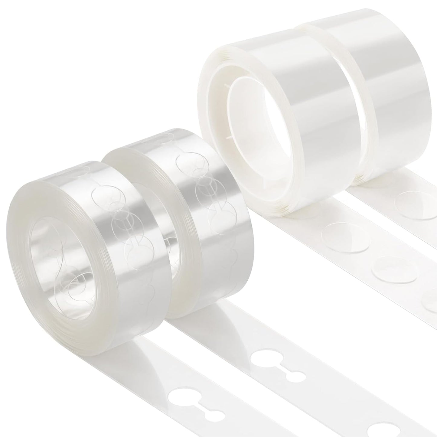 Clear balloon tape and glue dots for party decorations.
