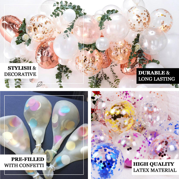 12" Clear/Gold Confetti Balloons for Parties and Celebrations