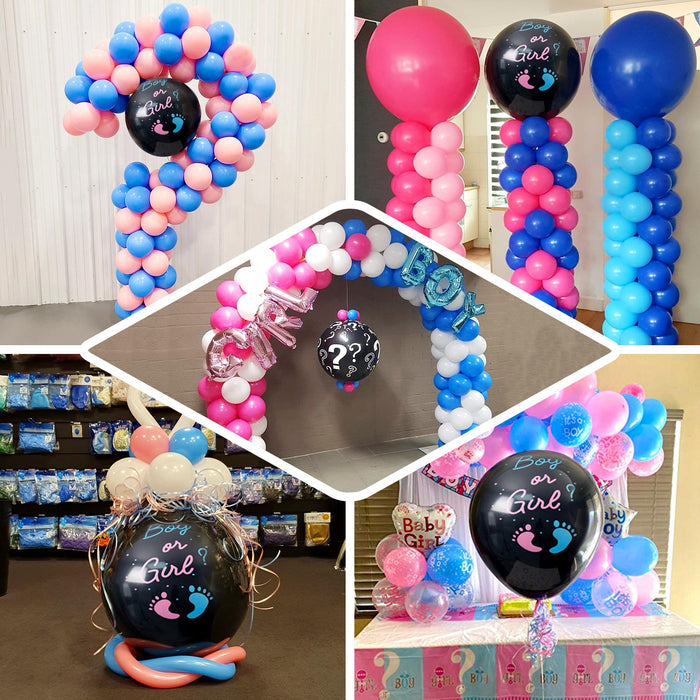 Blue confetti-filled latex balloon for gender reveal party.