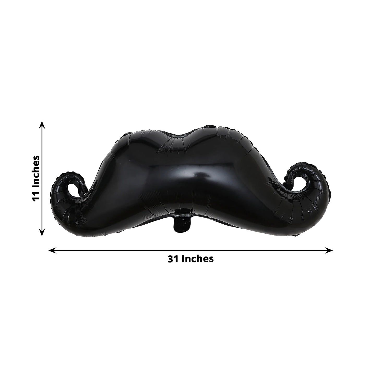 31" black mustache shaped foil balloon for parties.