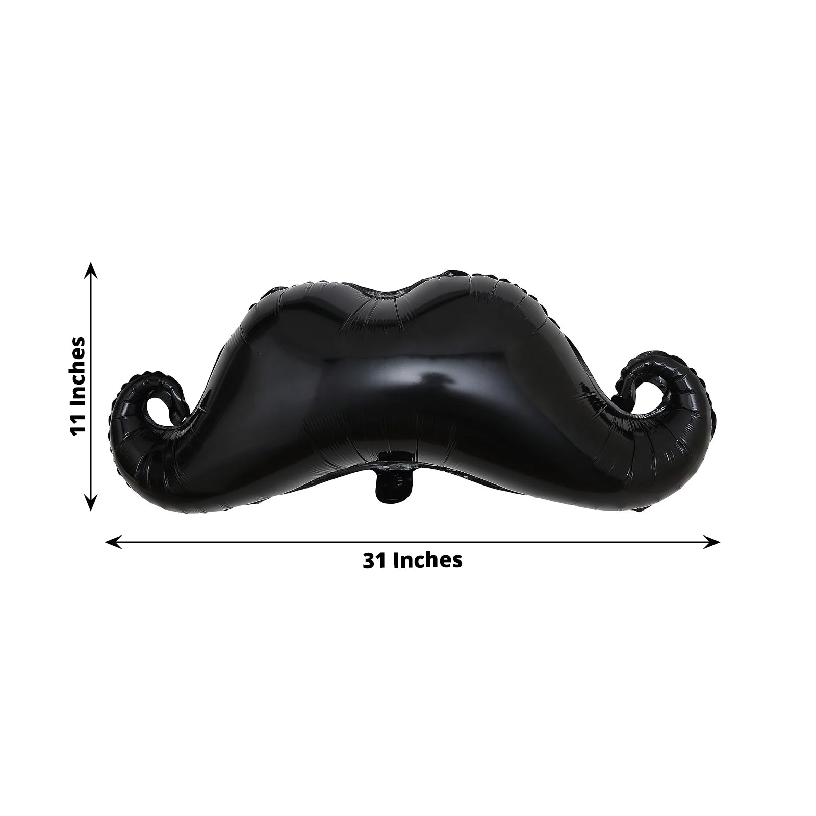 31" black mustache shaped foil balloon for parties.