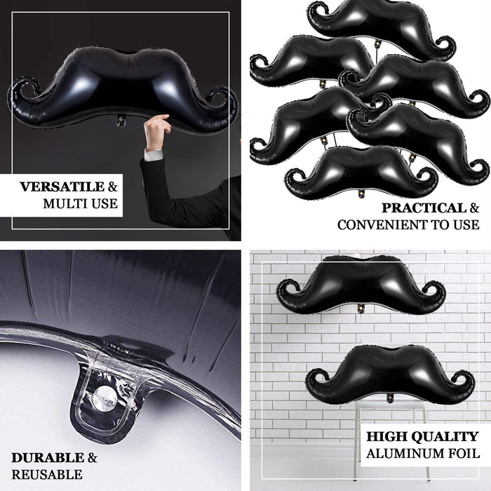 31" Black Mustache Shaped Foil Balloon for Parties