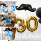 31" Black Mustache Shaped Mylar Balloon for party decor.