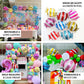 13" Candy striped swirl print mylar foil balloons in vibrant colors.