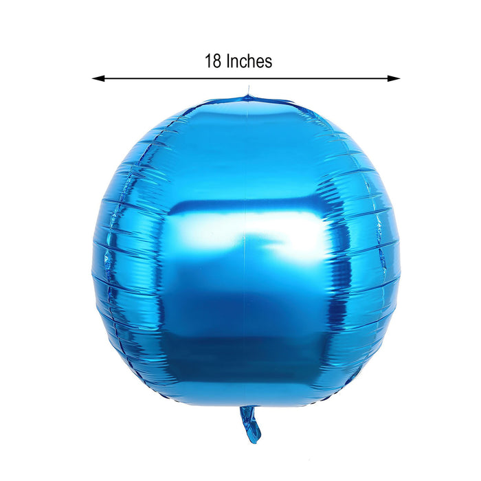 2 Pack | 18" 4D Royal Blue Sphere Mylar Foil Helium or Air Balloons