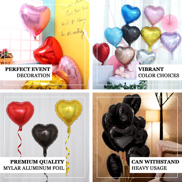 15" Metallic Red Heart Mylar Foil Balloons for Events, 2 Pack