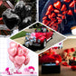 Metallic red heart mylar foil balloons, perfect for celebrations.