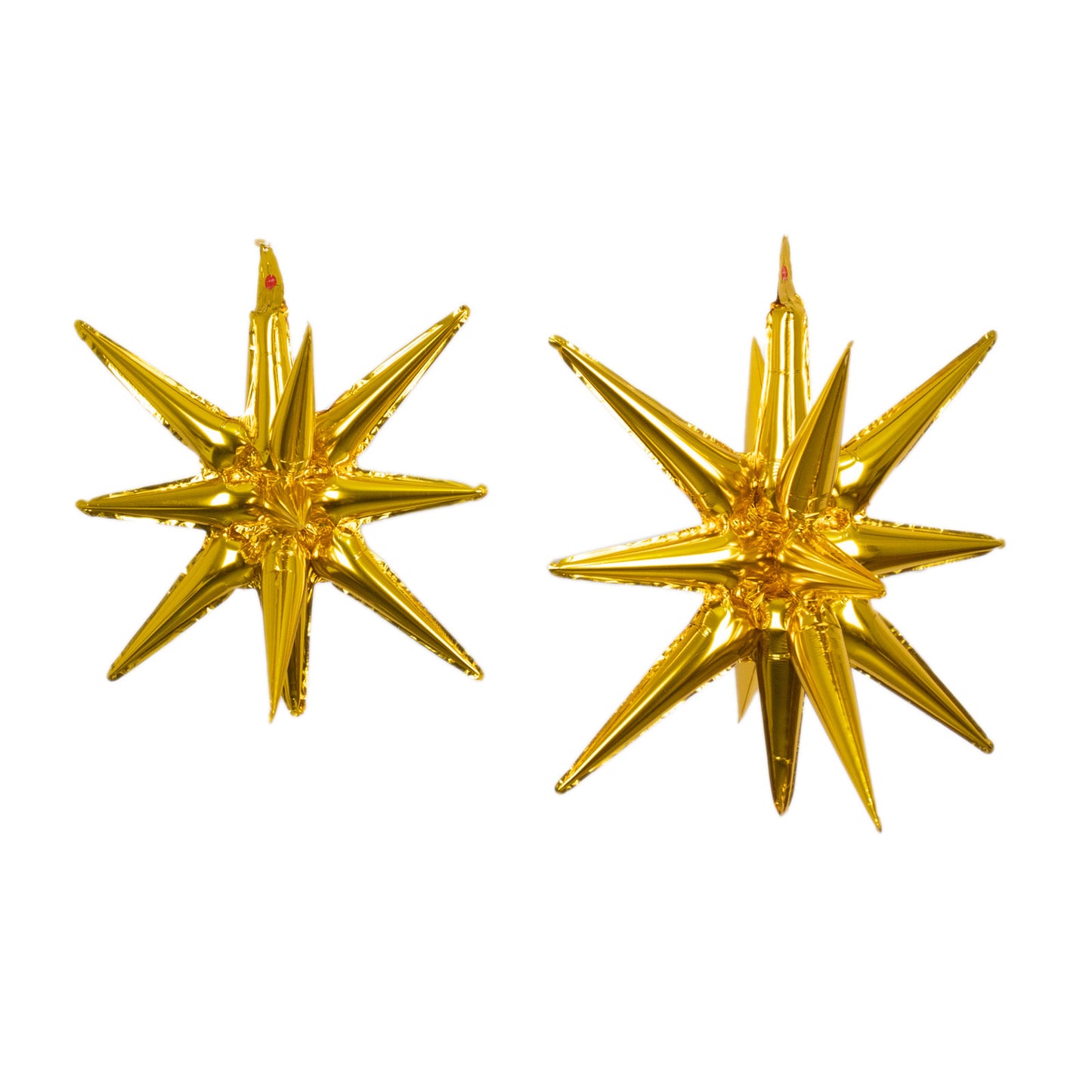 5 Pack Metallic Gold 14-Point Starburst Mylar Foil Balloons, 22" Fireworks Star Explosion Party Balloons