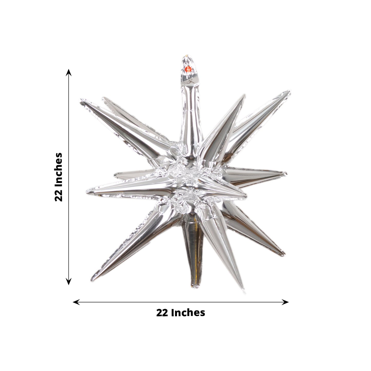 5 Pack Metallic Silver 14-Point Starburst Mylar Foil Balloons, 22" Fireworks Star Explosion Party Balloons
