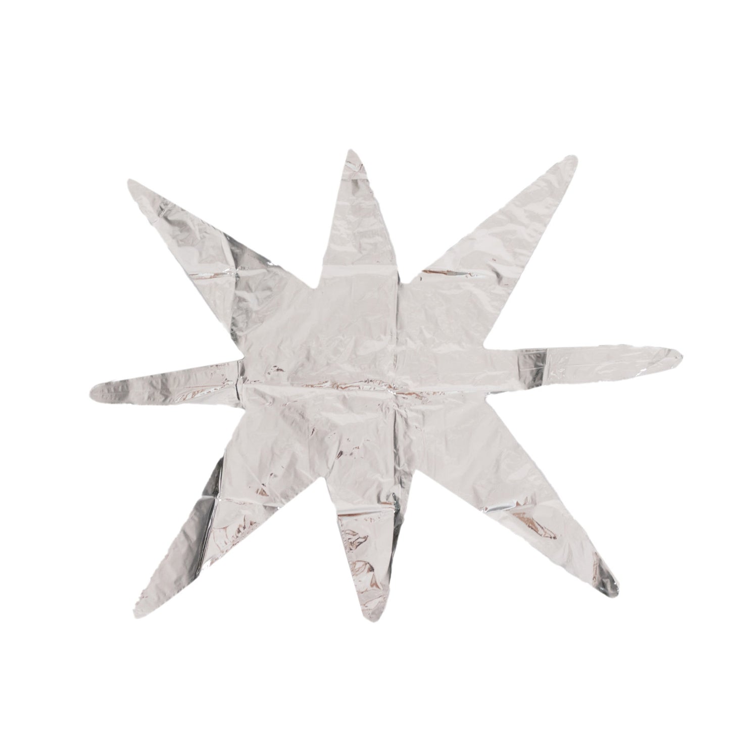 5 Pack Metallic Silver 14-Point Starburst Mylar Foil Balloons, 22" Fireworks Star Explosion Party Balloons