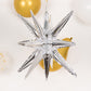 5 Pack Metallic Silver 14-Point Starburst Mylar Foil Balloons, 22" Fireworks Star Explosion Party Balloons