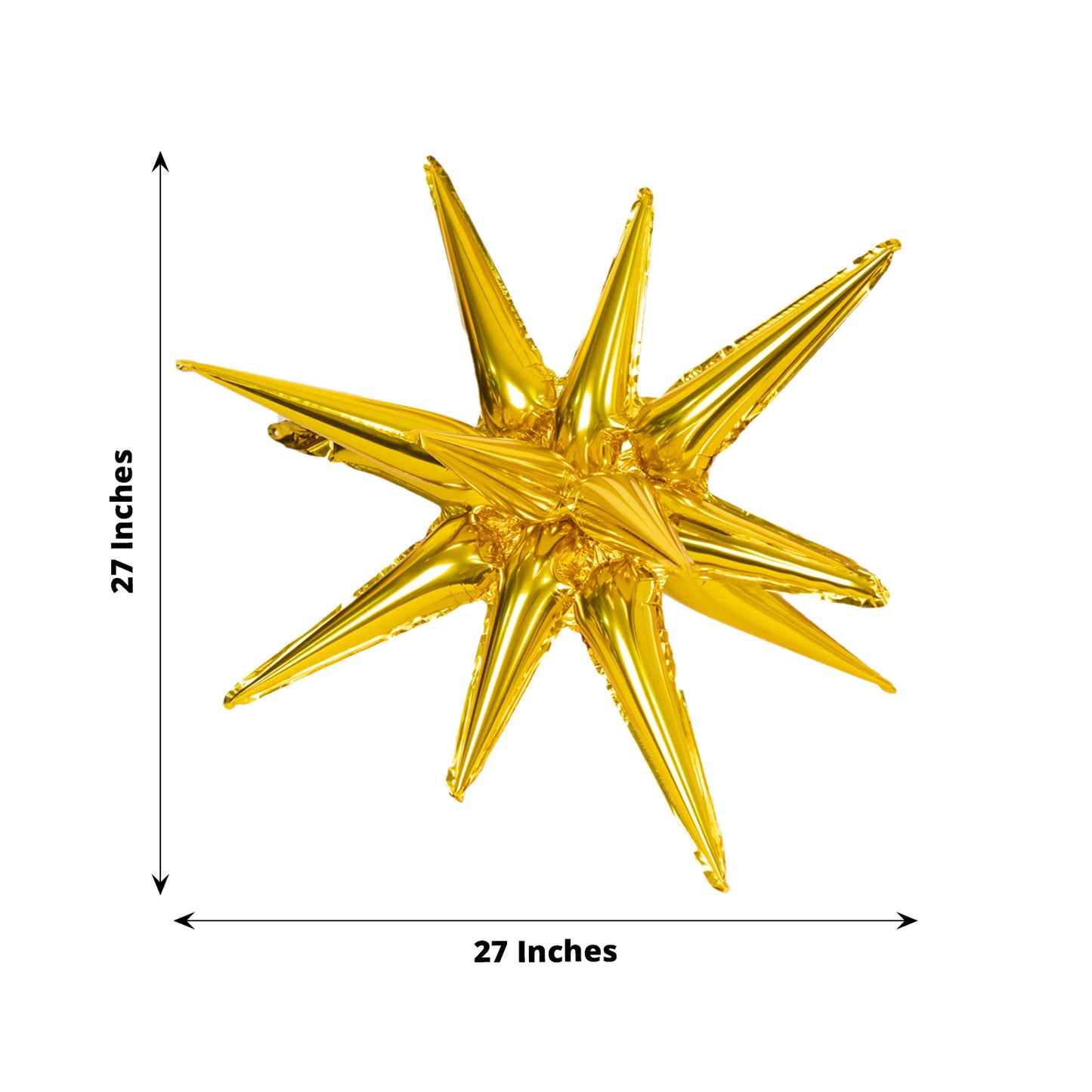 5 Pack Large Metallic Gold 14-Point Starburst Foil Balloons, 27" Fireworks Star Explosion Mylar Party Balloons
