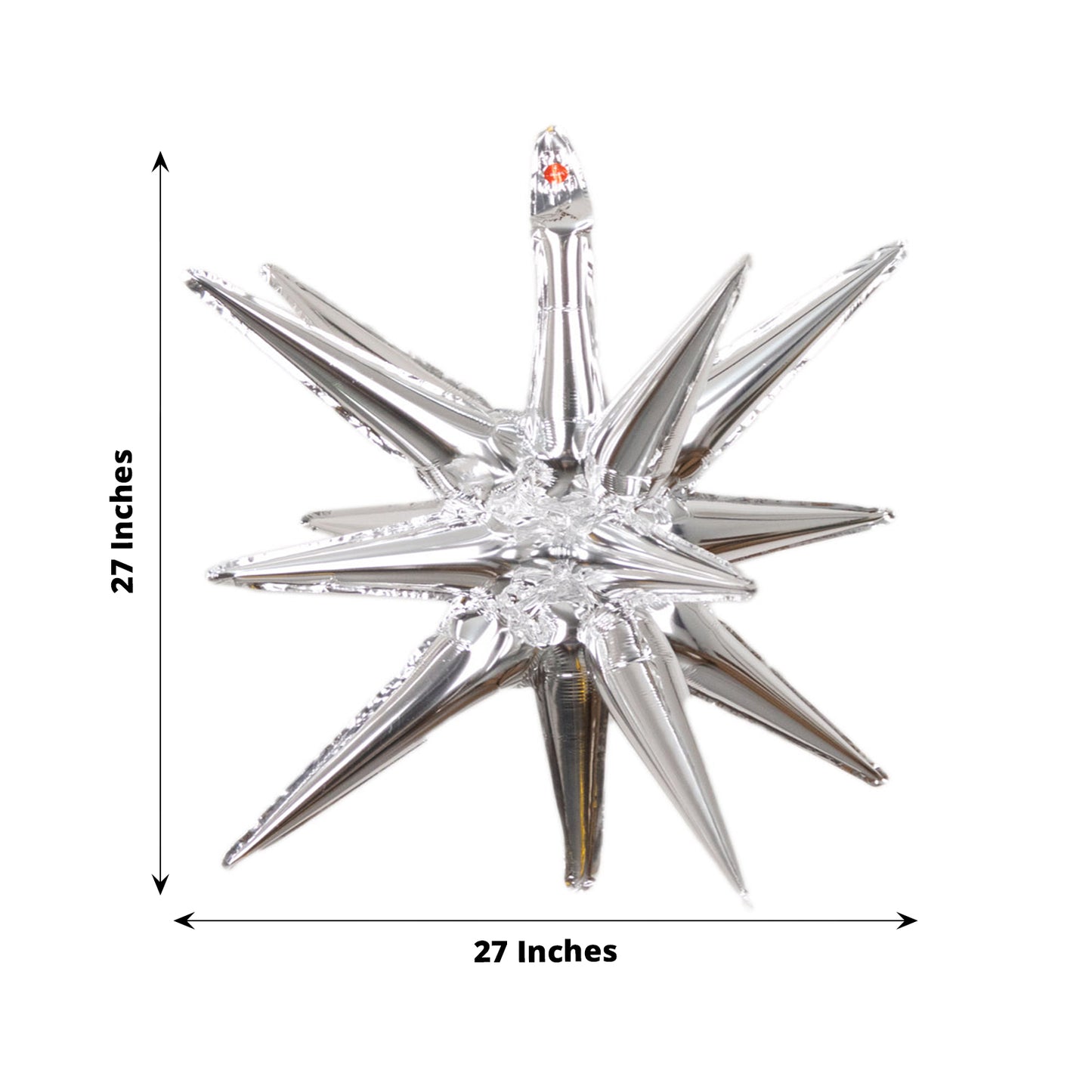 5 Pack Large Metallic Silver 14-Point Starburst Foil Balloons, 27" Fireworks Star Explosion Mylar Party Balloons