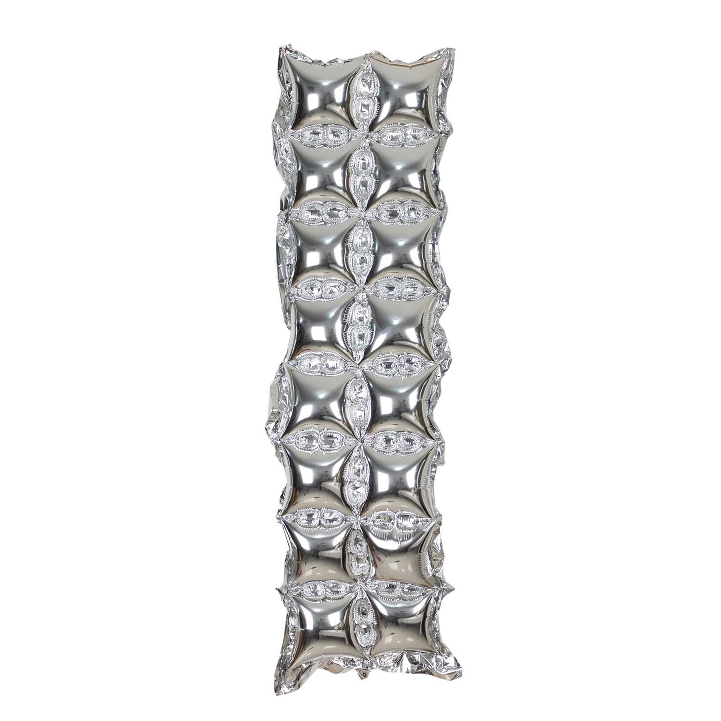 10 Pack Metallic Silver Double Row Mylar Foil Balloon Backdrop, Square Diamond Design Balloon Wall - 43"x11"