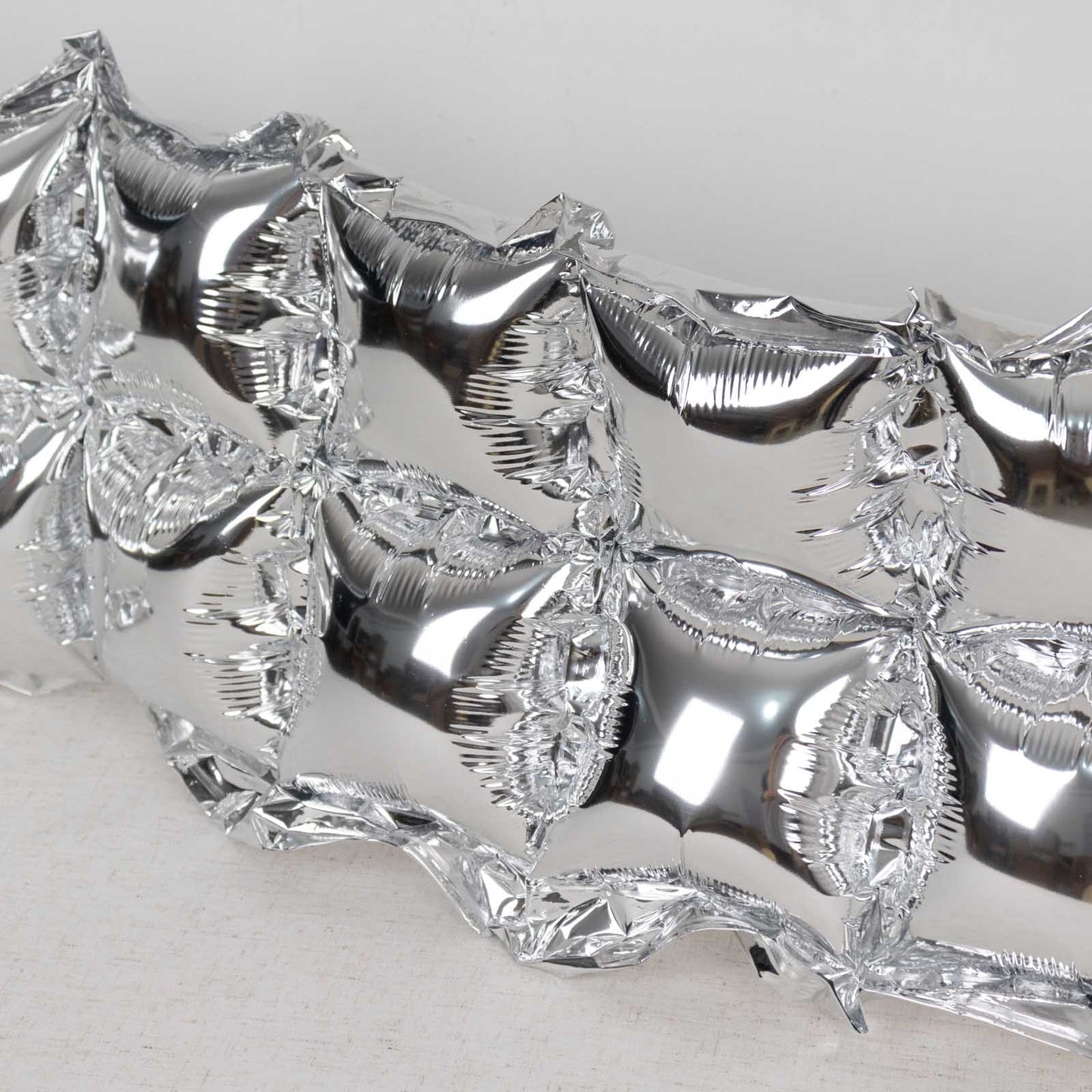 10 Pack Metallic Silver Double Row Mylar Foil Balloon Backdrop, Square Diamond Design Balloon Wall - 43"x11"