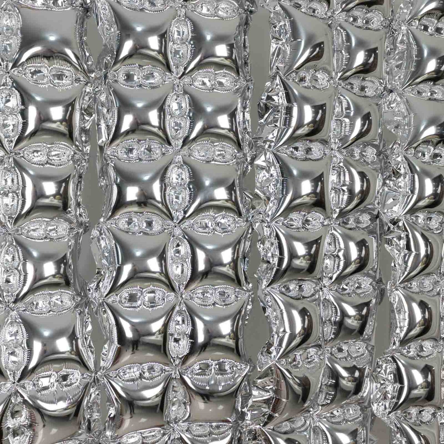 10 Pack Metallic Silver Double Row Mylar Foil Balloon Backdrop, Square Diamond Design Balloon Wall - 43"x11"