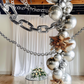 16ft Jumbo Chain Link Balloons in Silver, 30pack 8x12" Durable Foil Chain Balloons for 90s Hip Hop Party Decorations, Event Decor
