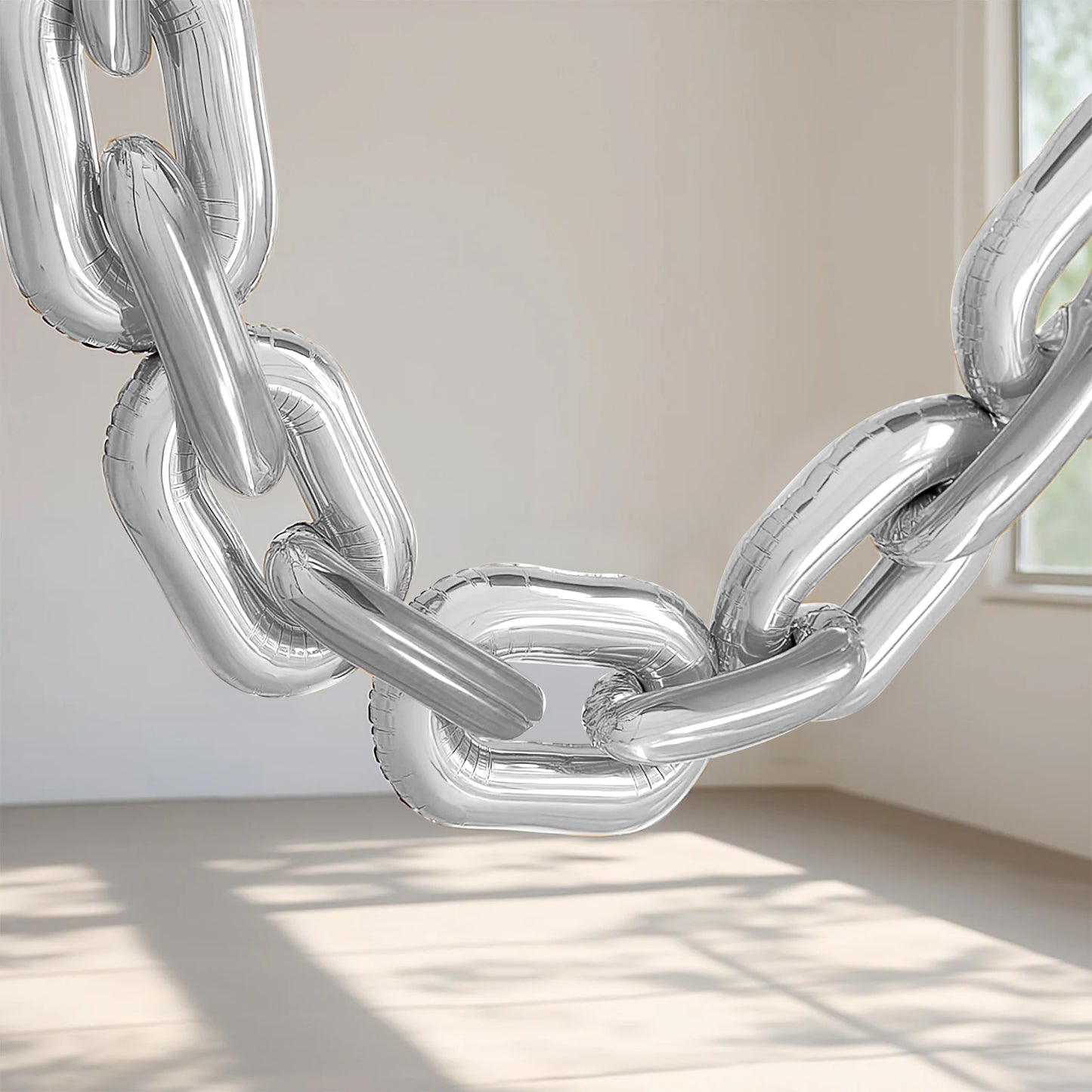 30-Pack 24" Silver Chain Foil Balloons – Jumbo Link Mylar Balloons for 90s Hip Hop Party Arches Up to 44ft Long Balloon Chain