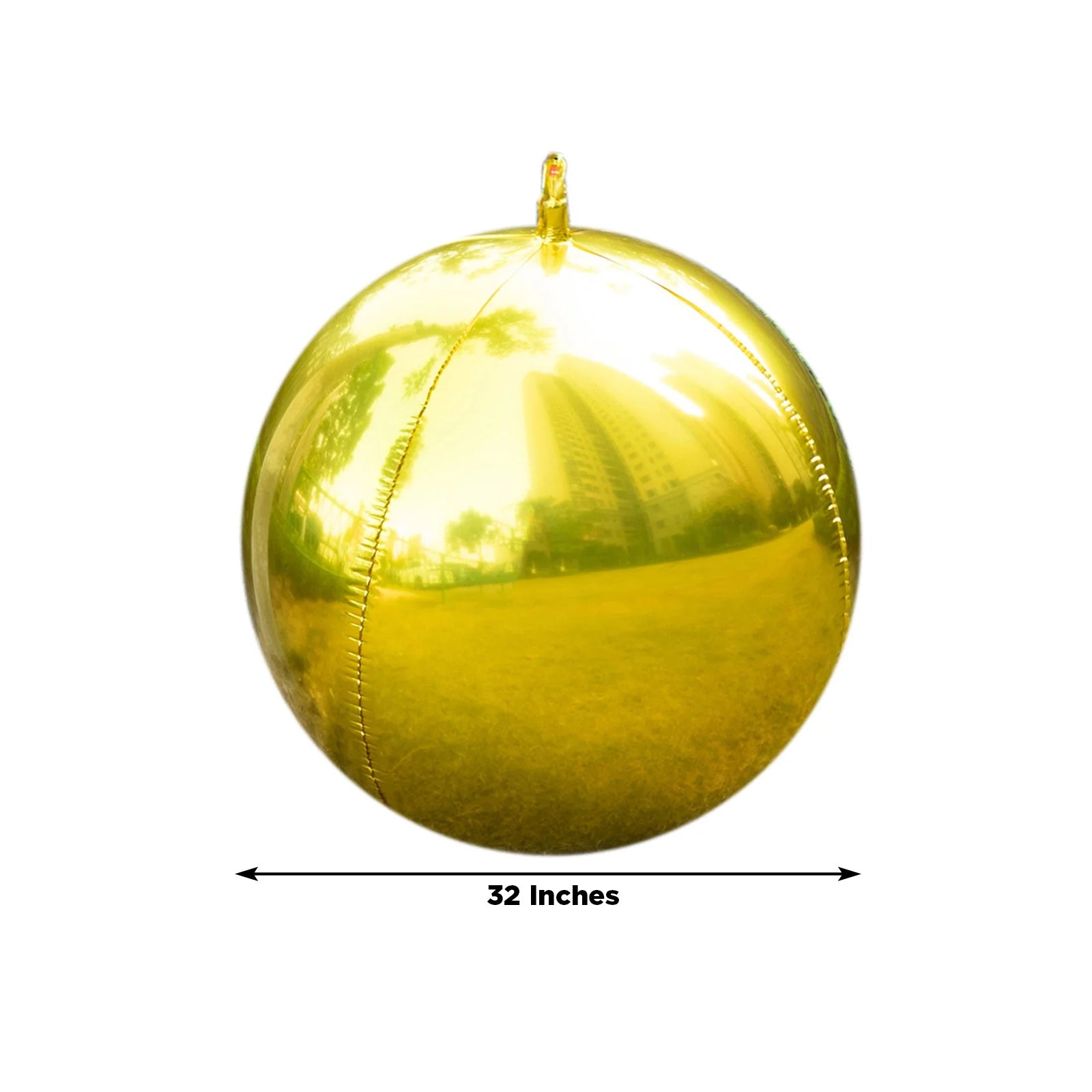 32" metallic gold sphere balloon, perfect for parties and celebrations.