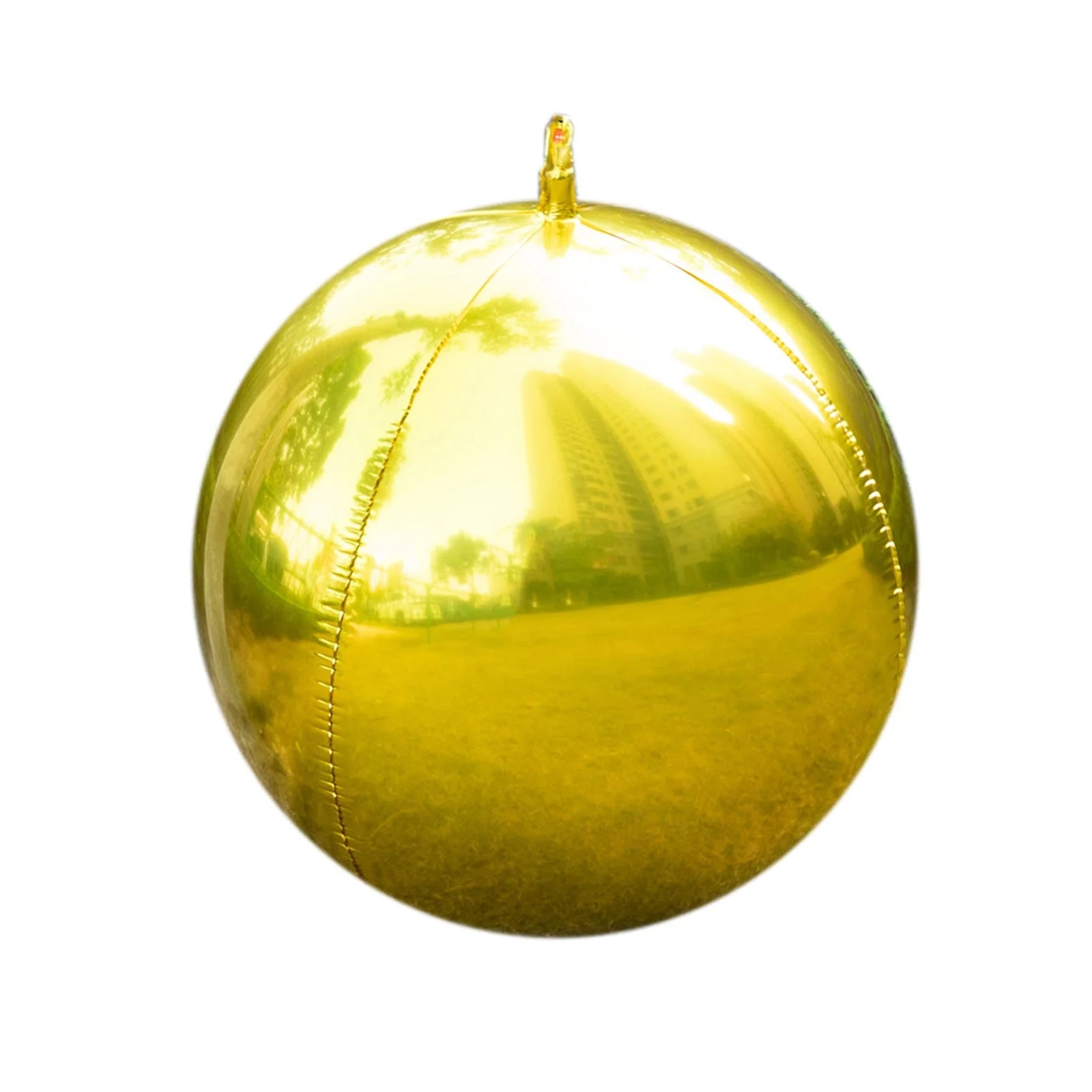 Metallic gold sphere balloon, perfect for party decorations.