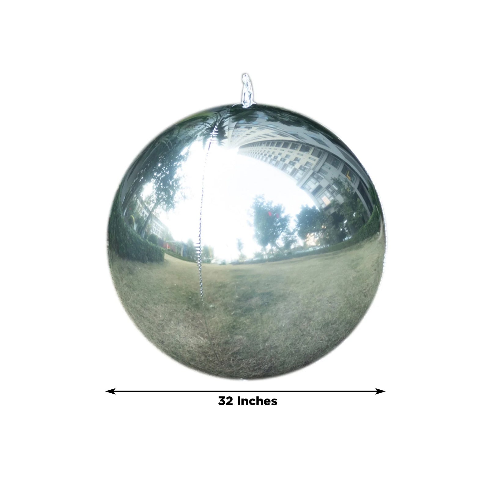 32" metallic silver sphere balloon, perfect for party decorations.