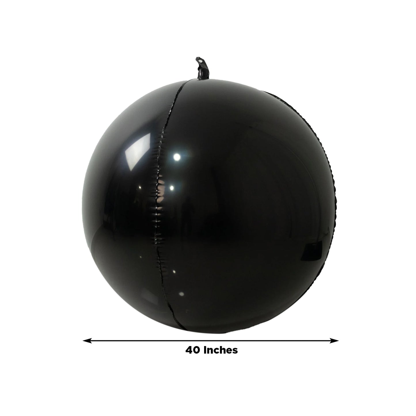 Metallic black orbz mylar balloon, 39 inches, perfect for parties.