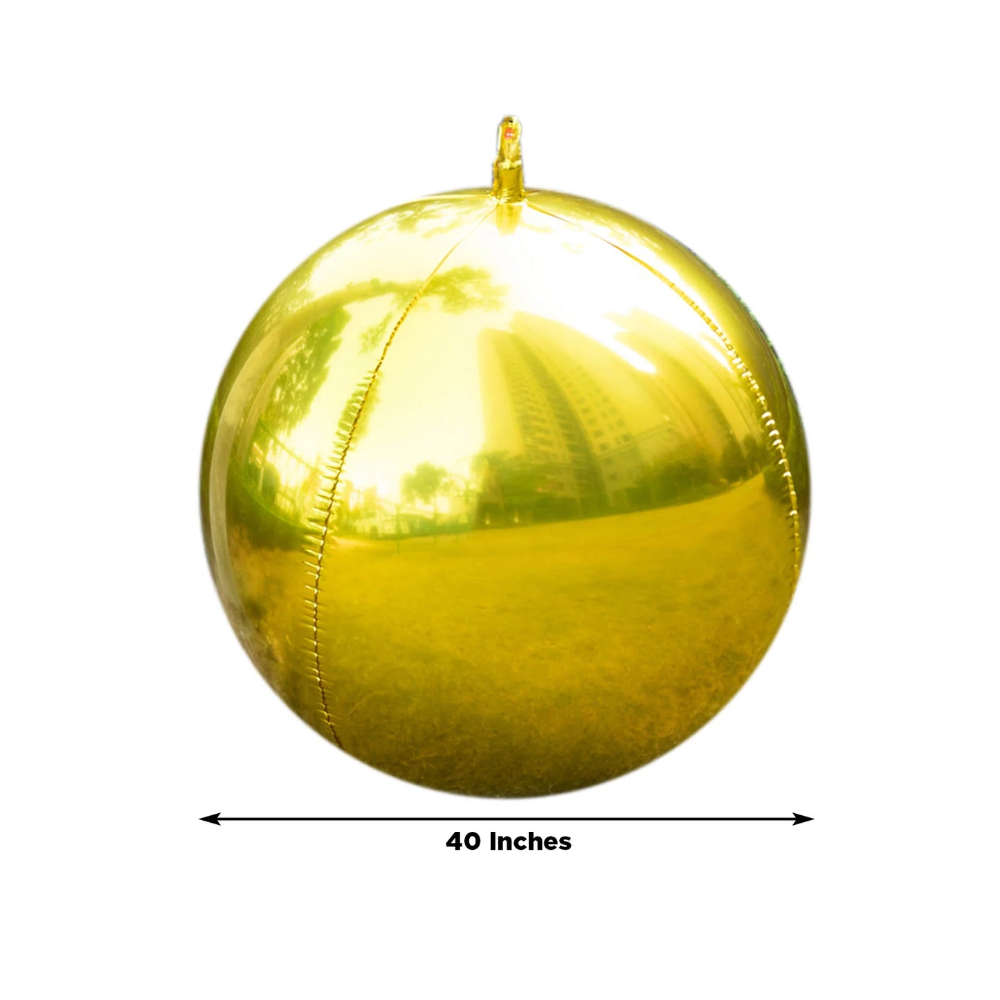 Metallic gold sphere balloon, 39" Mylar, perfect for parties.