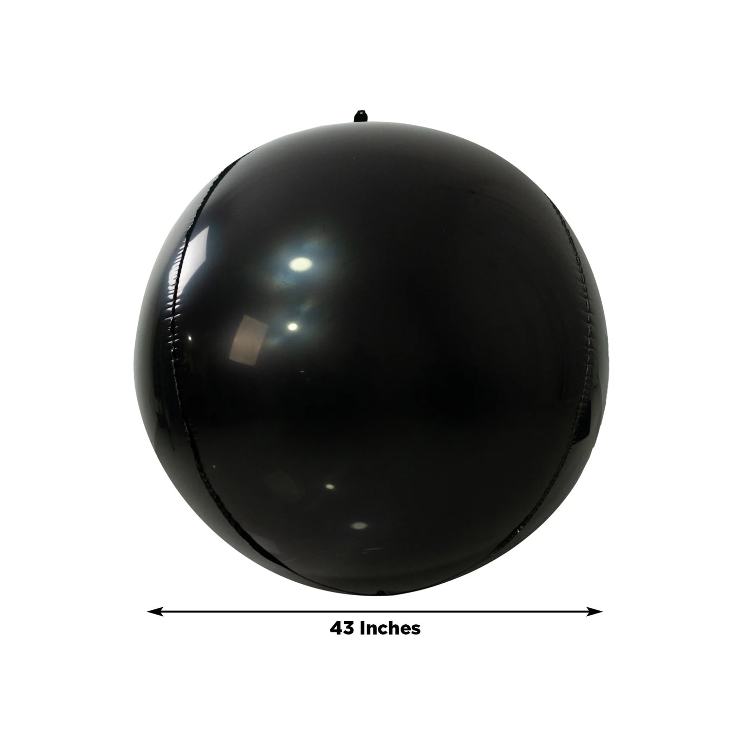 Metallic black 43" sphere balloon, perfect for party decorations.