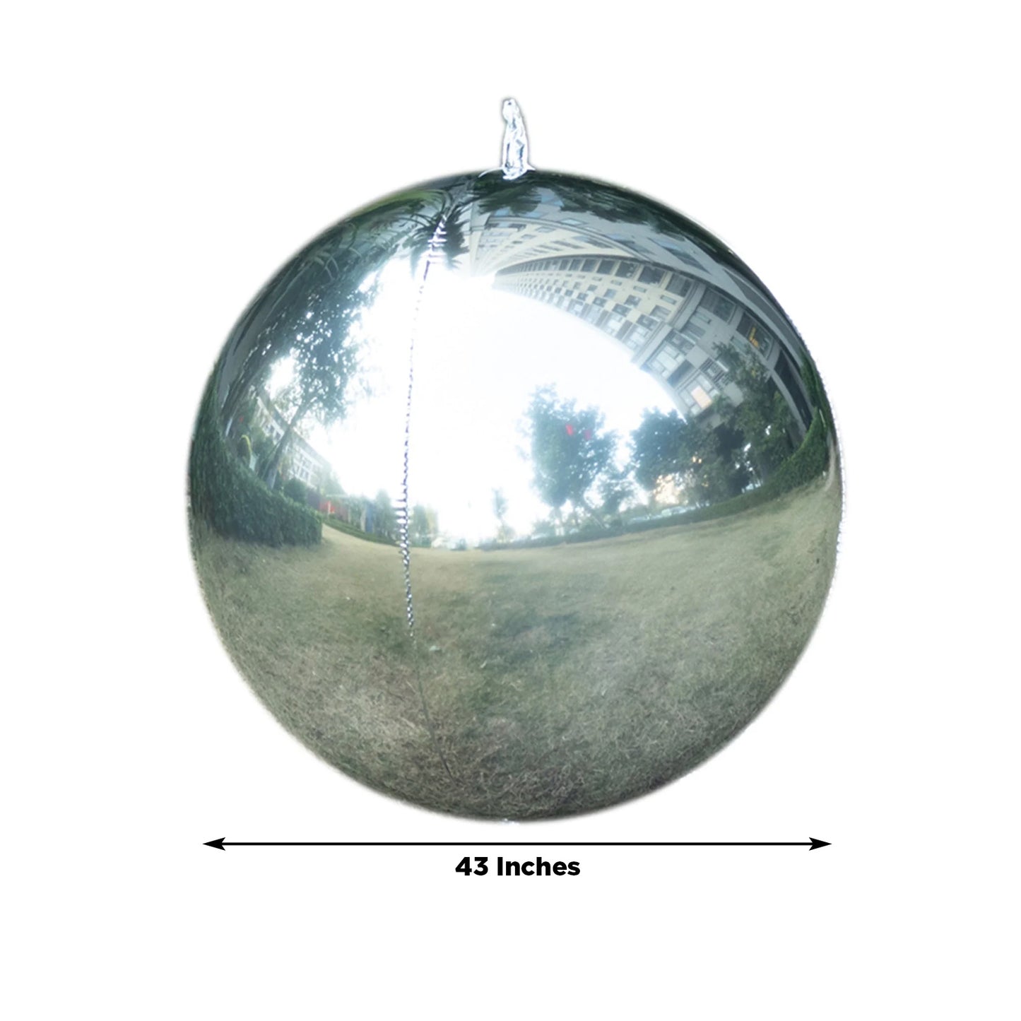 Metallic silver 43" orbz mylar balloon for party decorations.