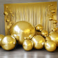 Metallic gold sphere balloons for festive celebrations.