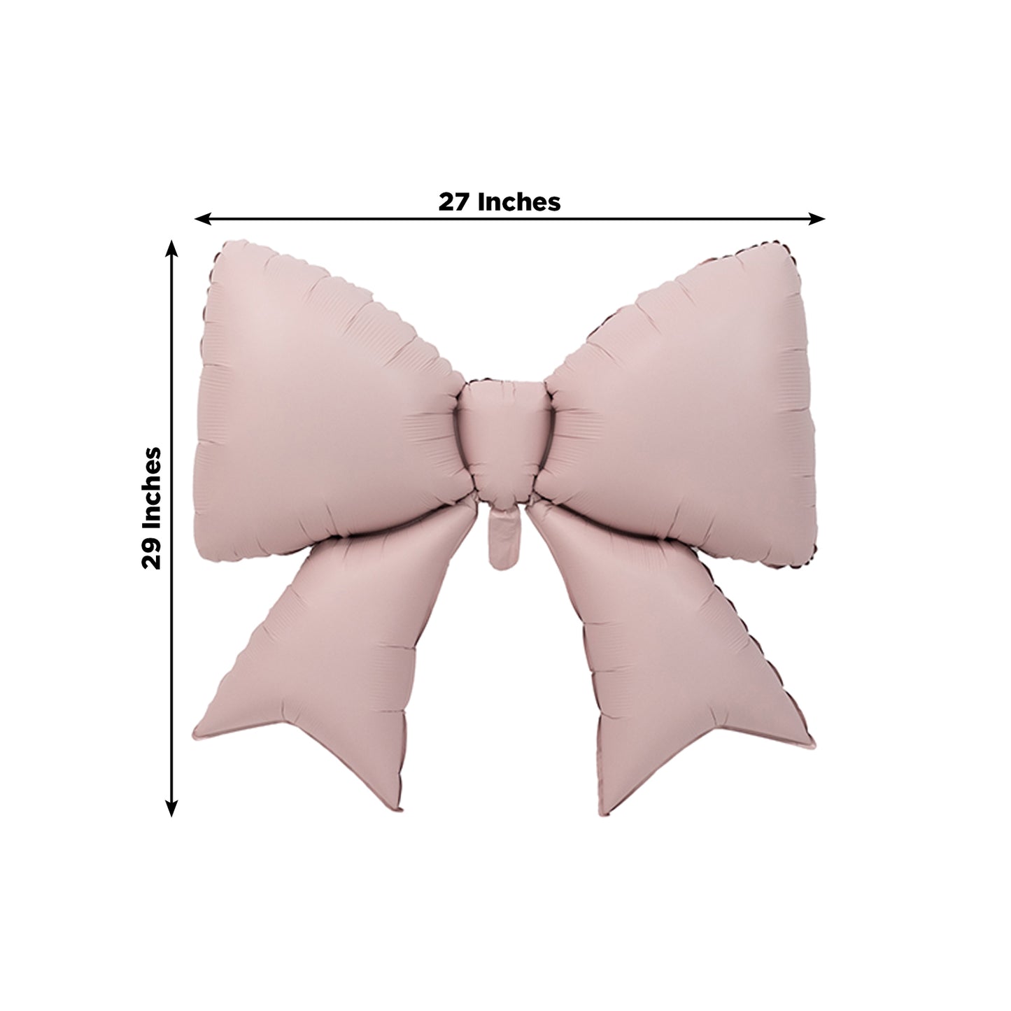Matte blush giant decorative foil bow balloon, 29" x 27", perfect for events.