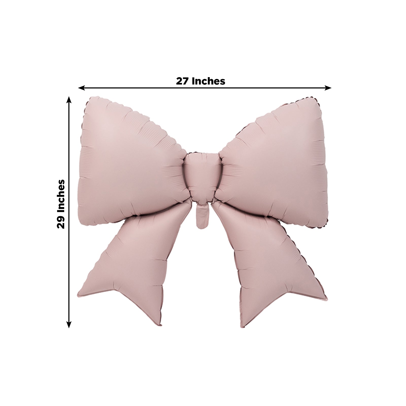 Matte blush giant decorative foil bow balloon, 29" x 27", perfect for events.