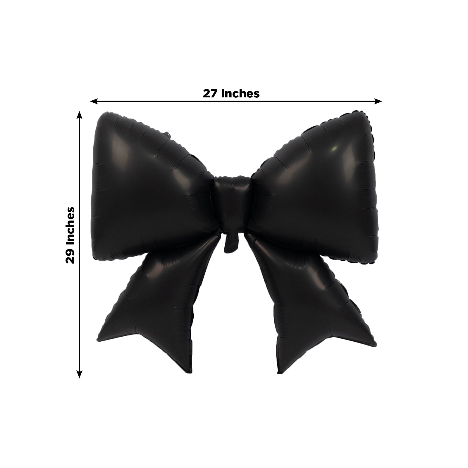 Matte black giant decorative foil bow balloon, 29" x 27", perfect for events.