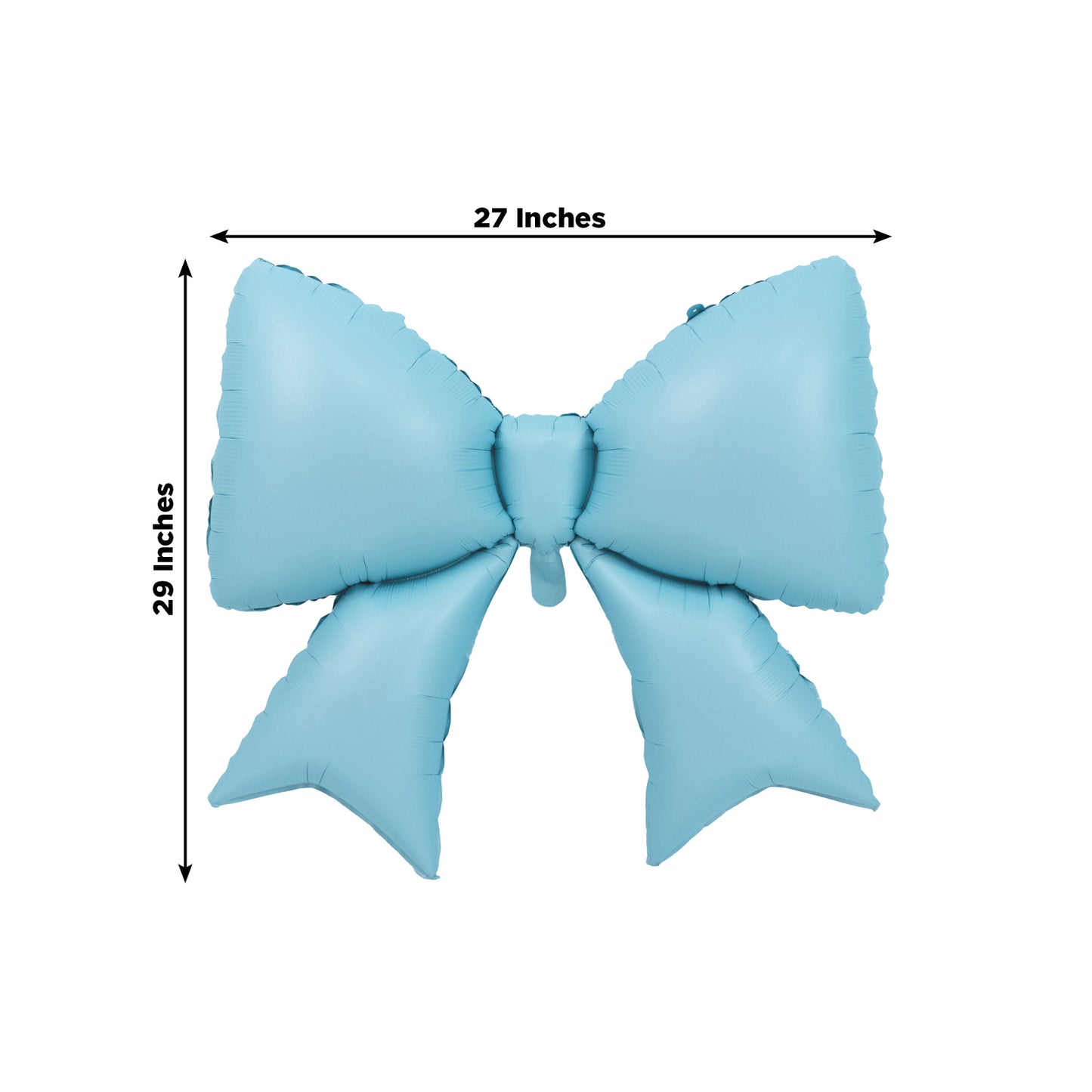 Matte light blue giant decorative foil bow balloon, 29" x 27", perfect for events.