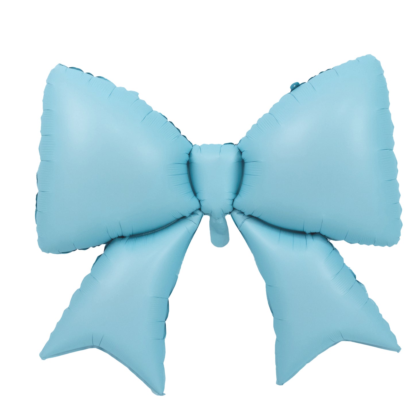 Matte light blue giant decorative foil bow balloon for party decor.