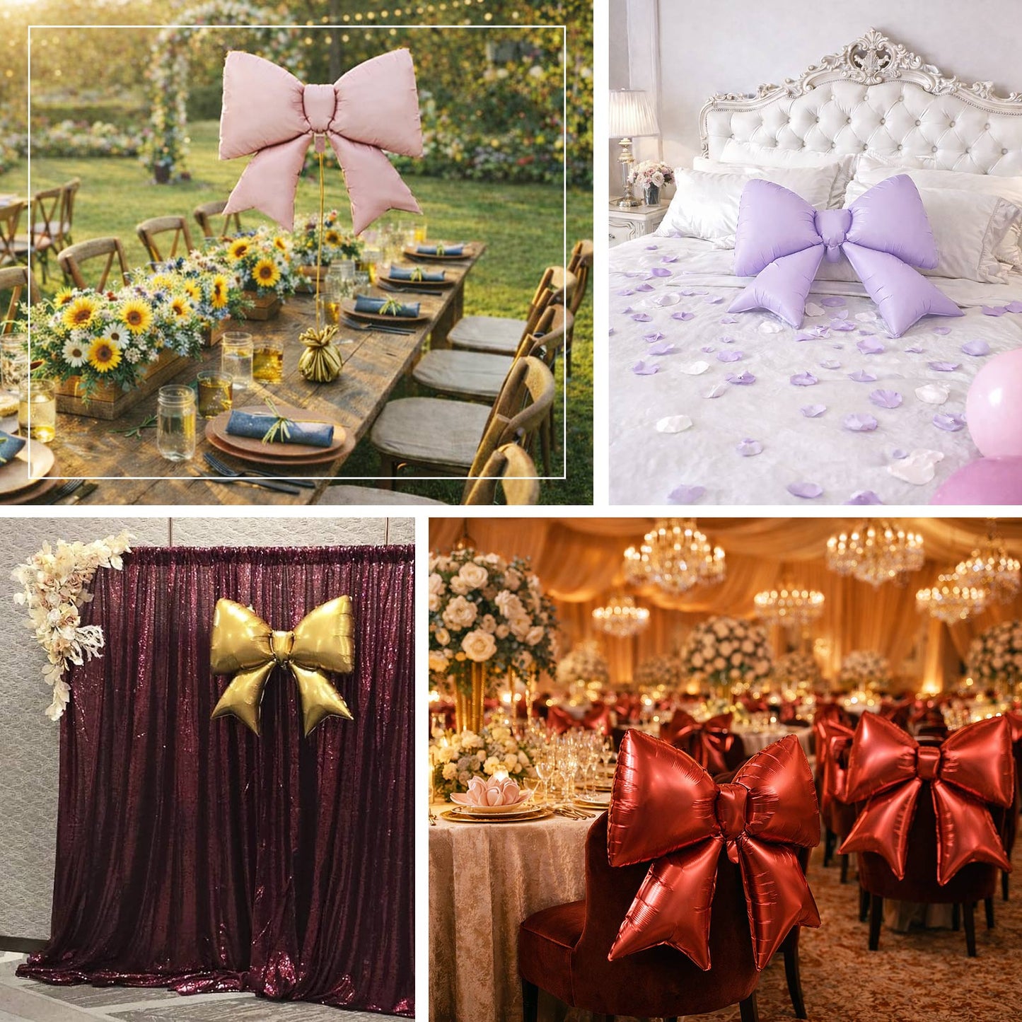 Matte lavender lilac decorative foil bow balloons for event styling.
