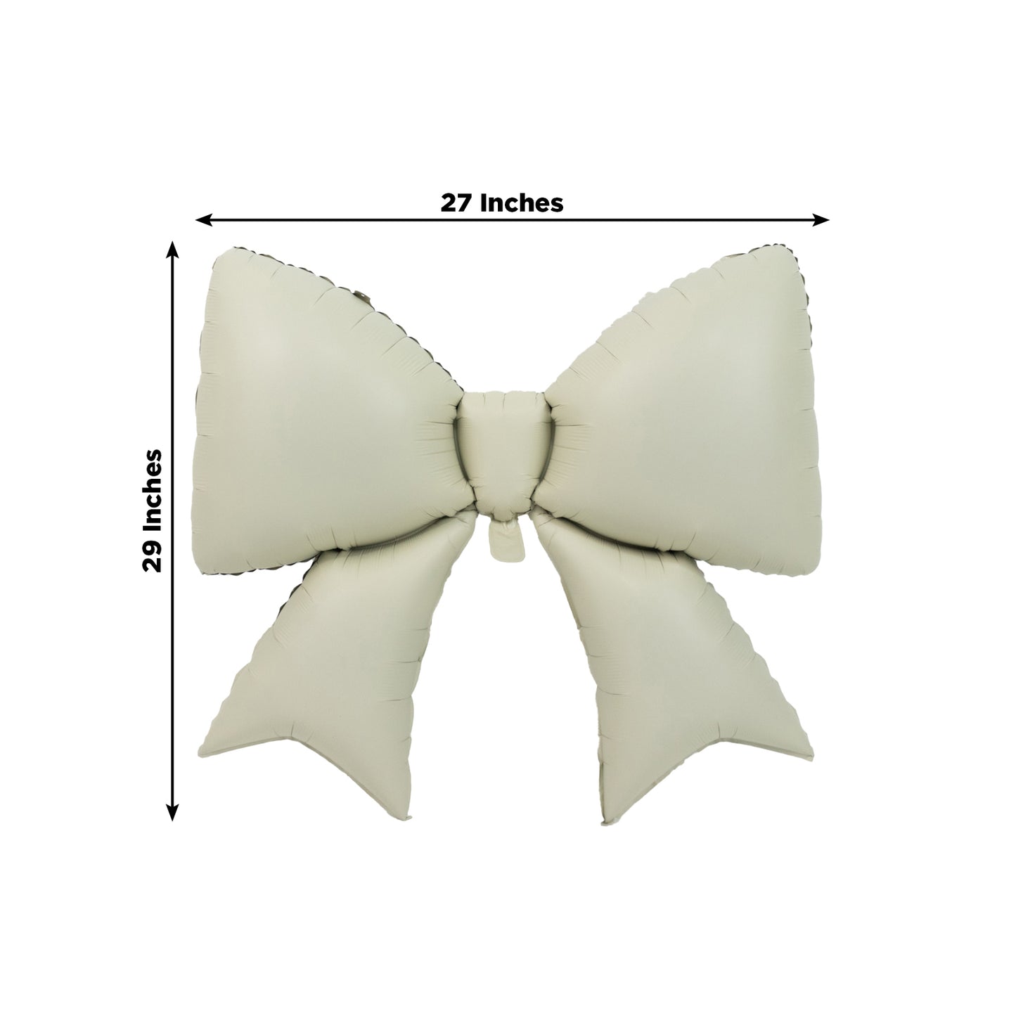 Matte white giant decorative foil bow balloon, 29" x 27". Perfect for events and photo booths.