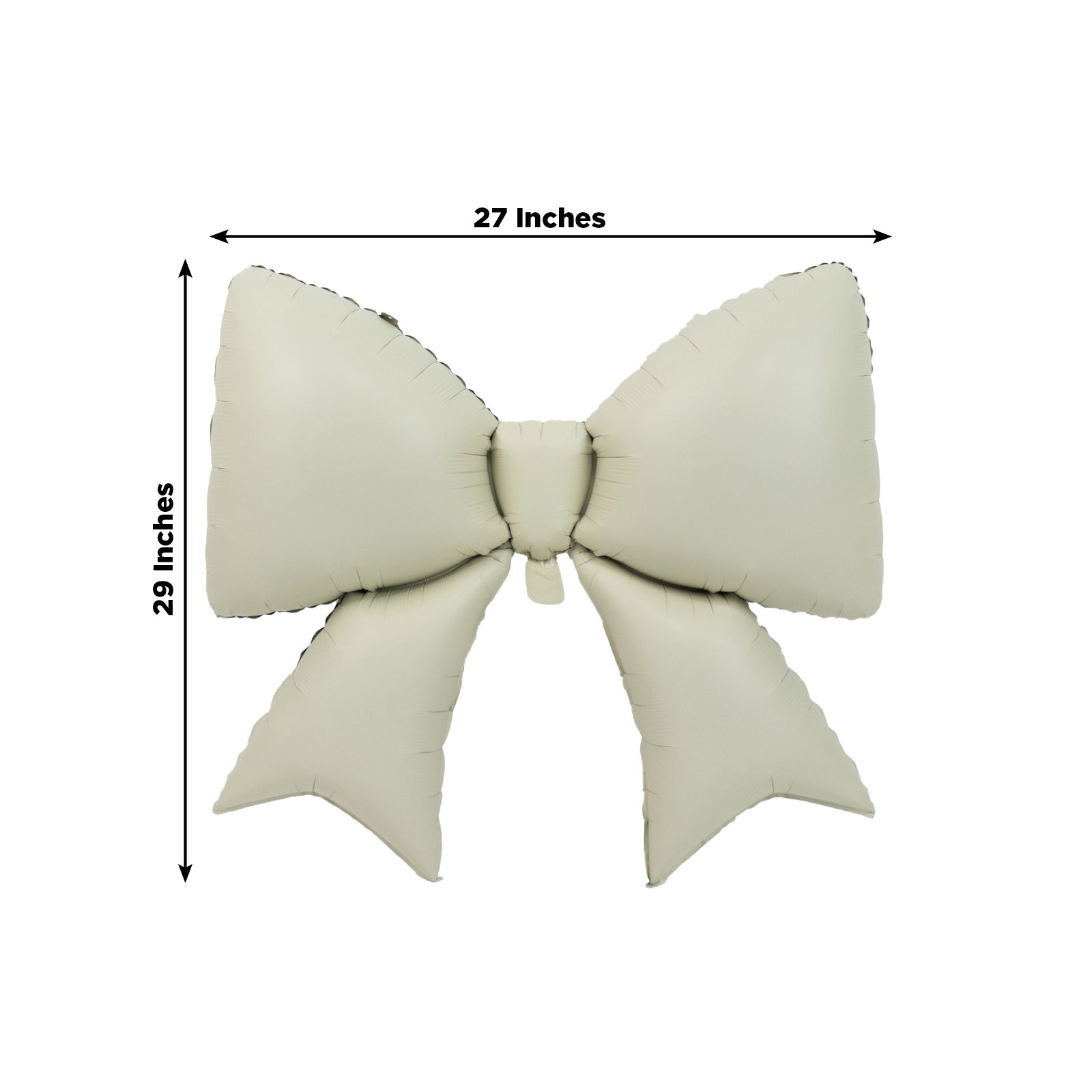 Matte white giant decorative foil bow balloon, 29" x 27". Perfect for events and photo booths.