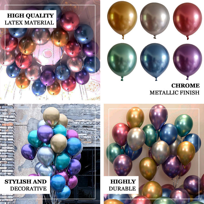 25 Pack | 12" Metallic Chrome Pink Latex Helium or Air Party Balloons