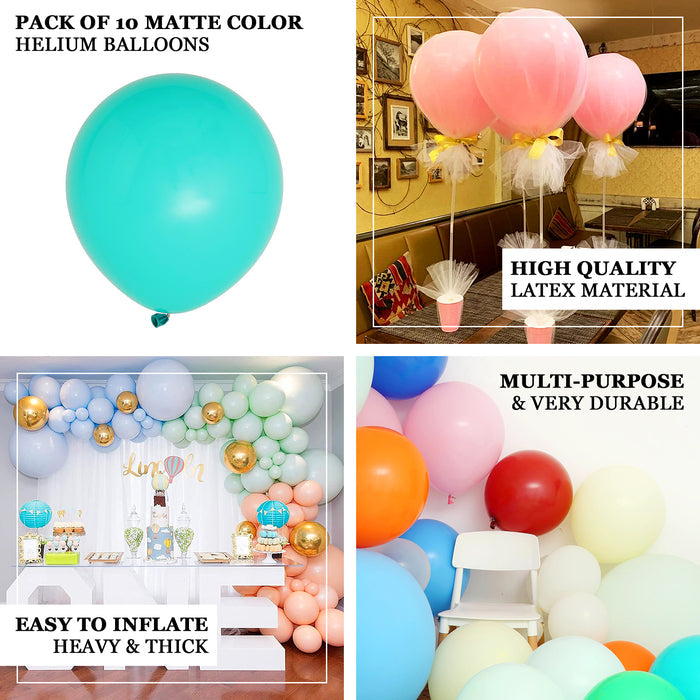 10 Pack | 18" Matte Pastel Turquoise Helium/Air Latex Party Balloons