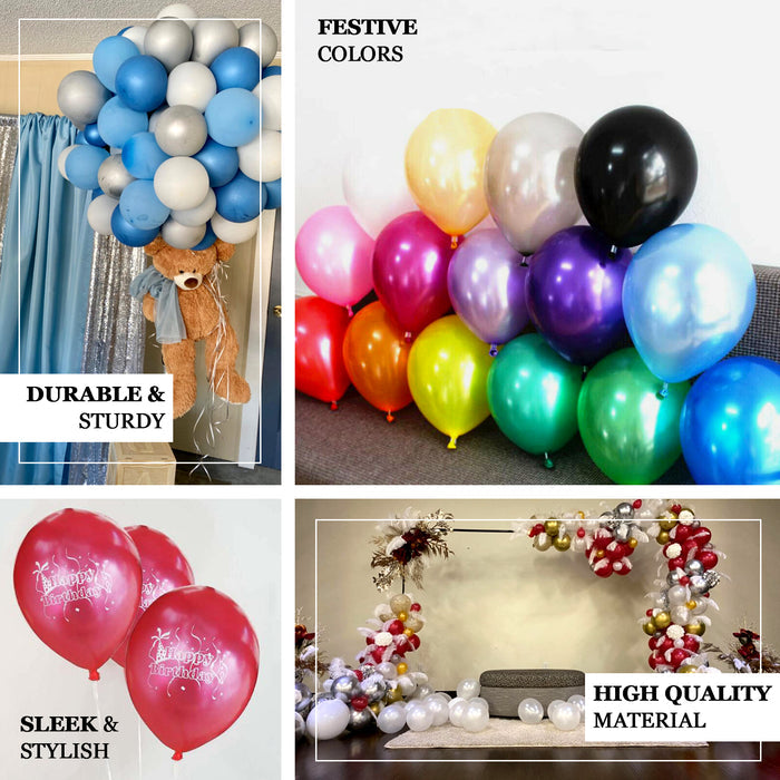 25 Pack 12" Shiny Pearl Blush Balloons in various colors for celebrations.