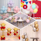 Clear balloon centerpieces holder for festive table decor.