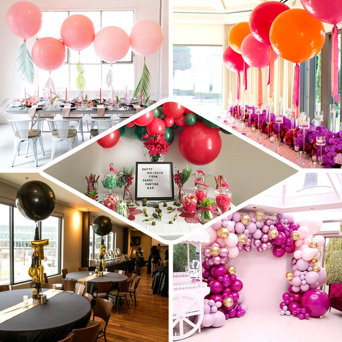 Shiny red reusable UV protected sphere vinyl balloons for festive decor.